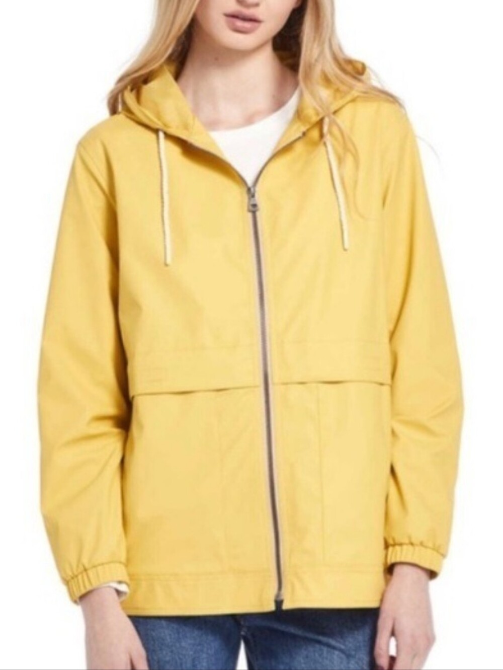 Weatherproof Yellow Hooded Zip Jacket